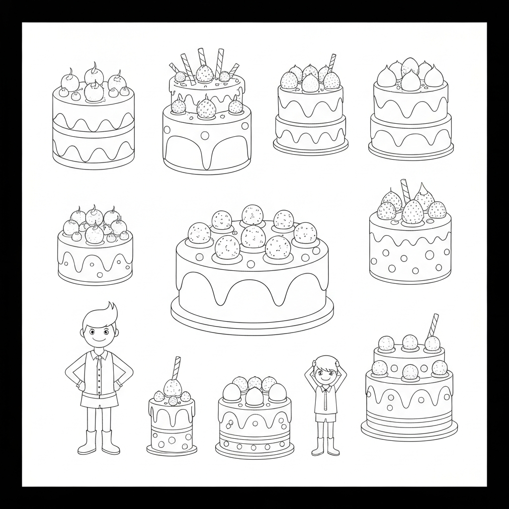 birthday cake pattern coloring page