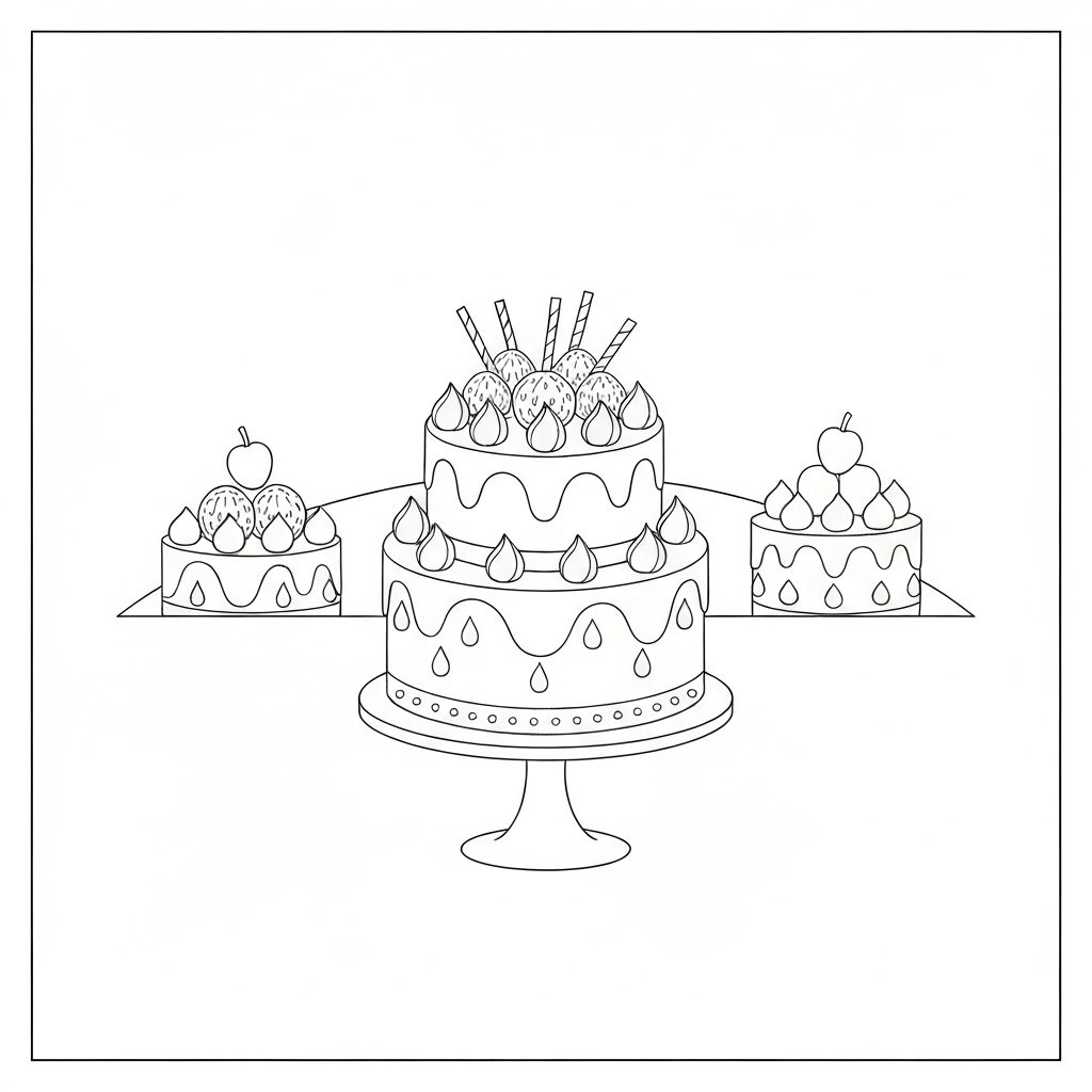 birthday cake portrait coloring page