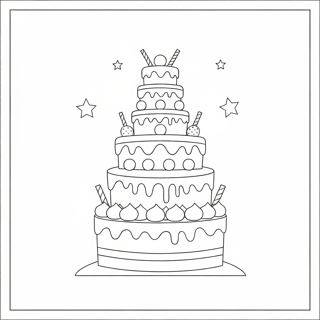 birthday cake simple coloring page