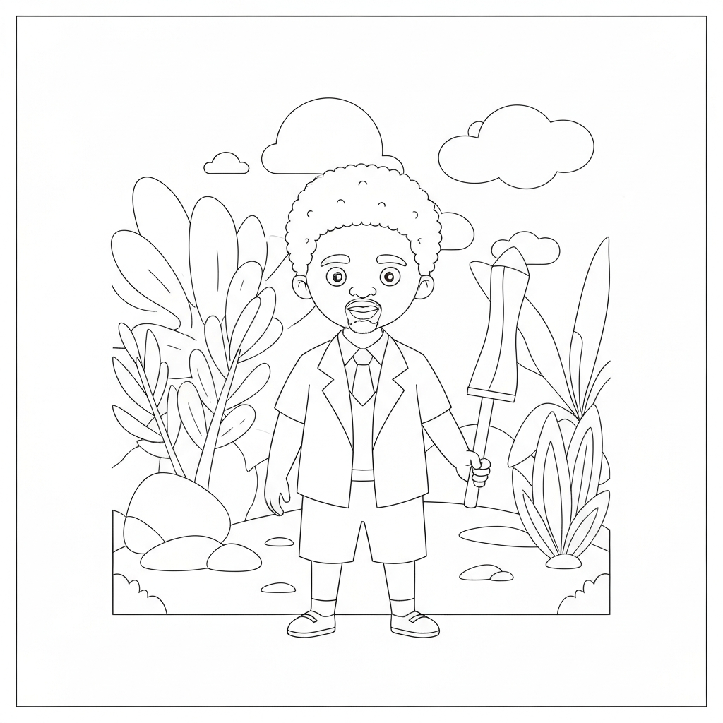página de colorir de desenho animado do mês da história negra