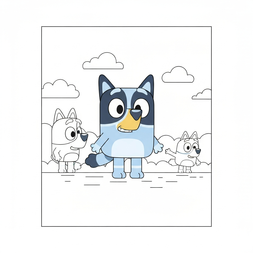 abstrakcyjna kolorowanka bluey i bingo