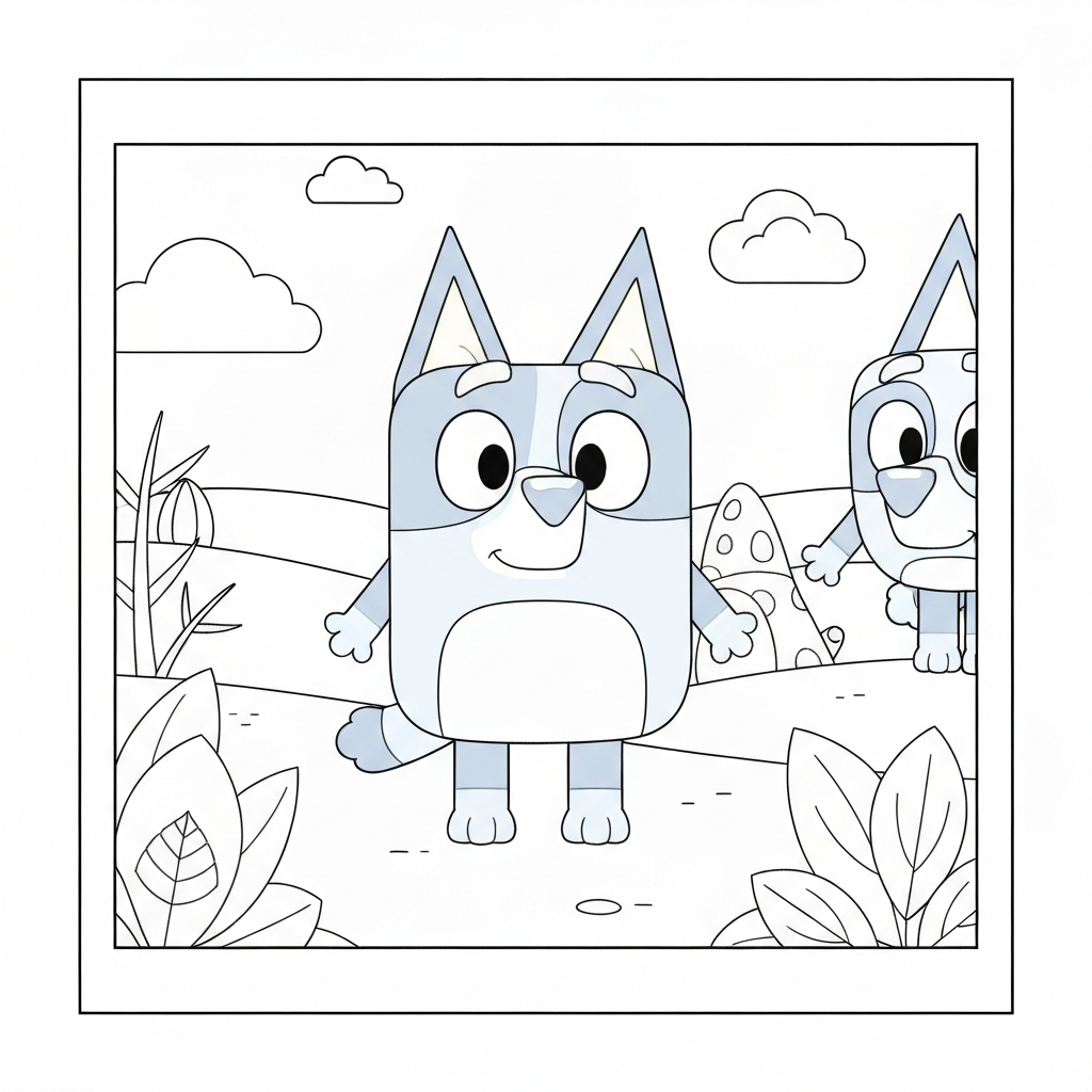 kolorowanka dla dzieci bluey i bingo