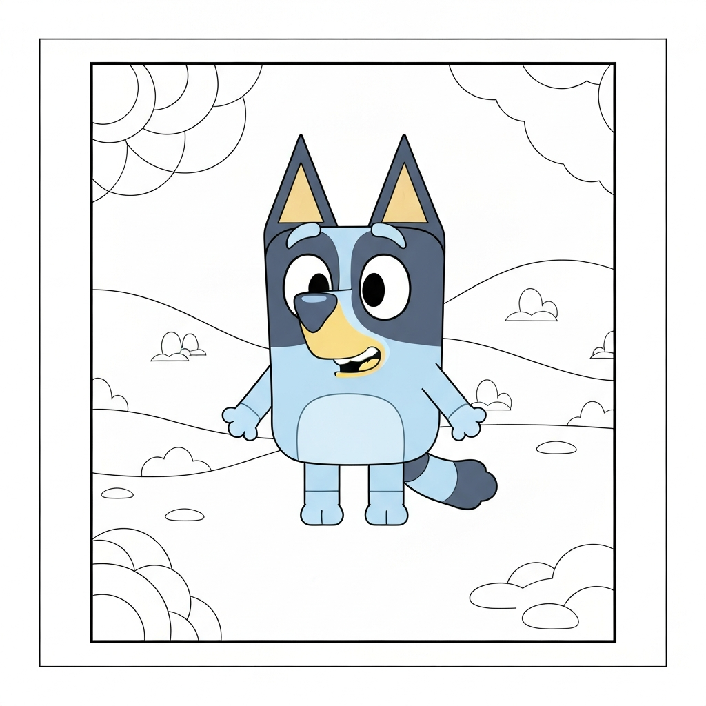 dekoracyjna kolorowanka bluey i bingo