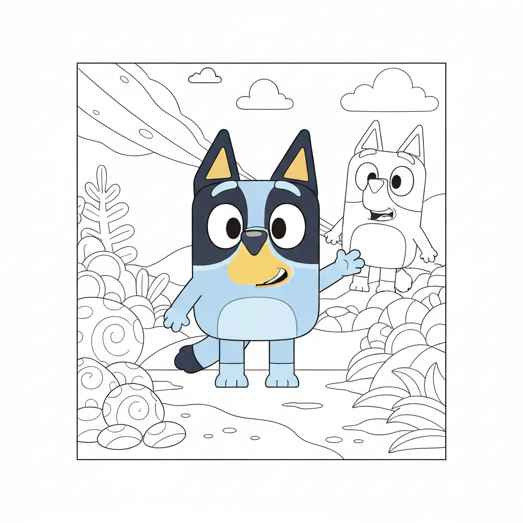 mandala kolorowanka bluey i bingo