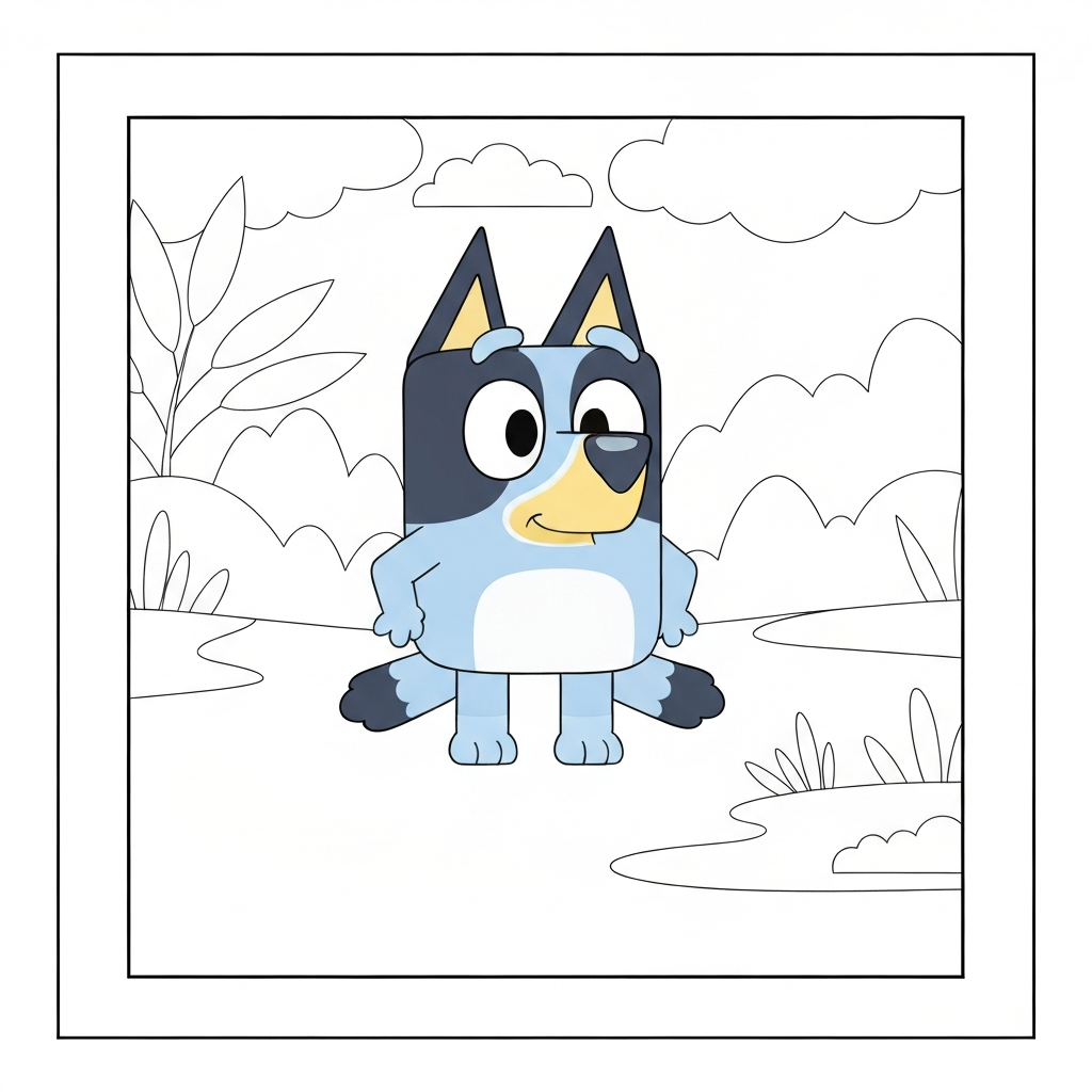 prosta kolorowanka bluey i bingo