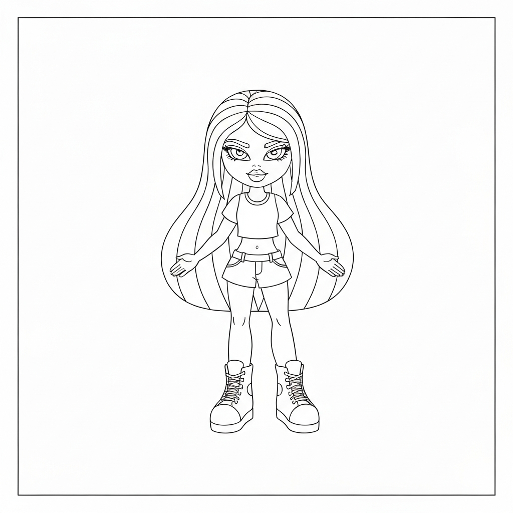 Bratz-Puppe einfache Malvorlage