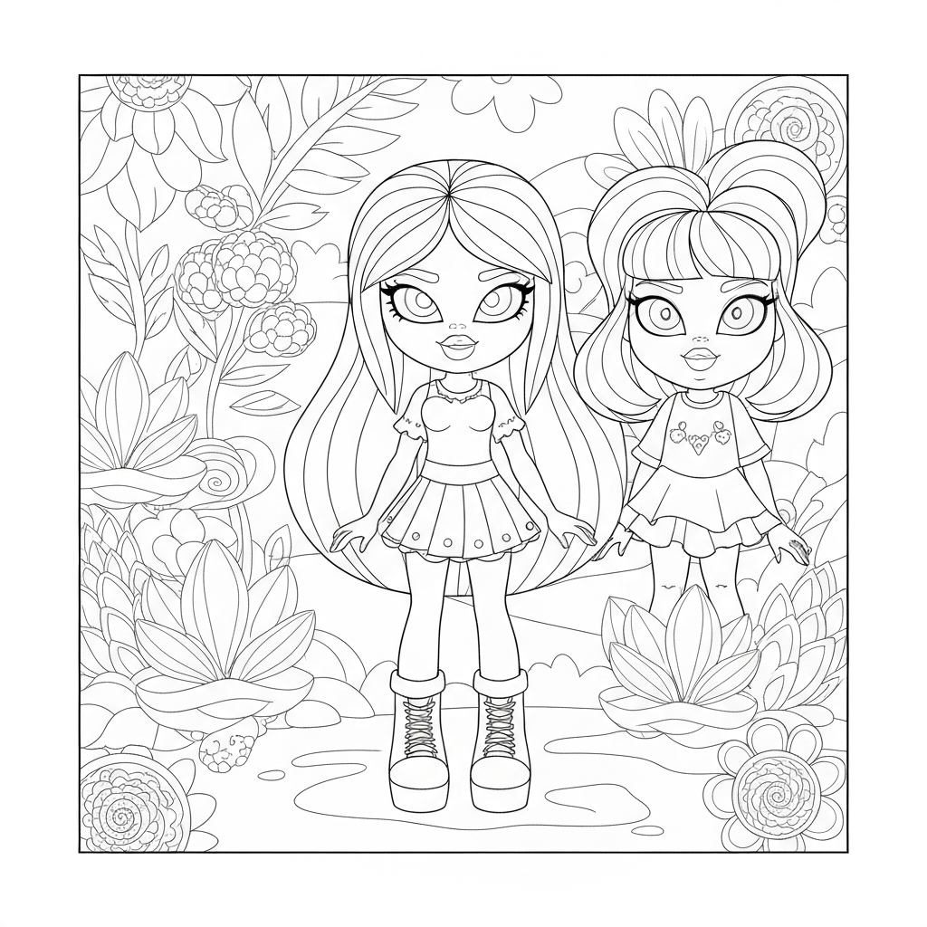 Bratz-Puppe Blumen-Malvorlage