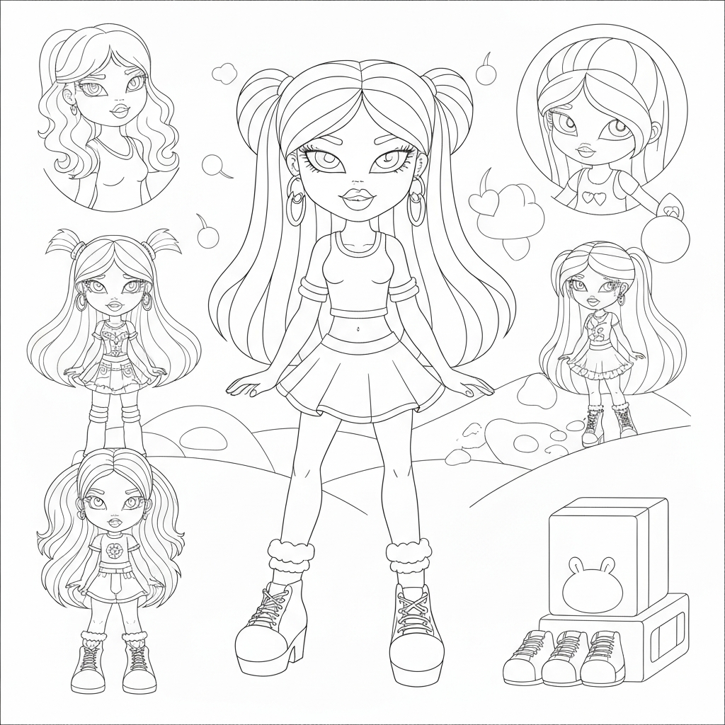Bratz-Puppe Muster-Malvorlage