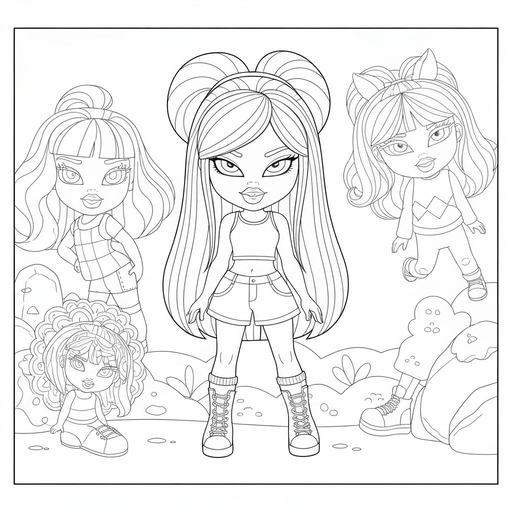 Bratz-Puppe Porträt-Malvorlage
