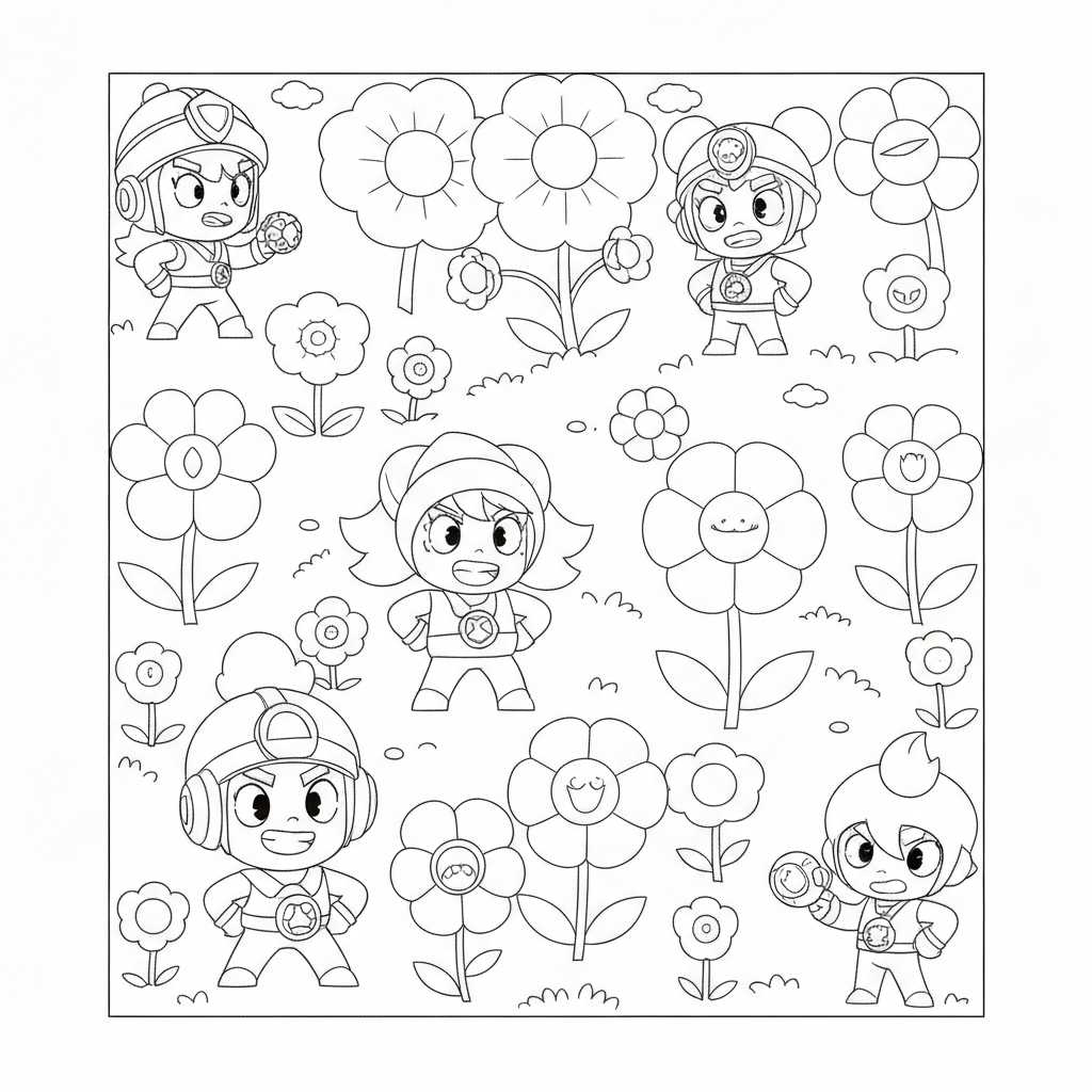 brawl stars flowers coloring page