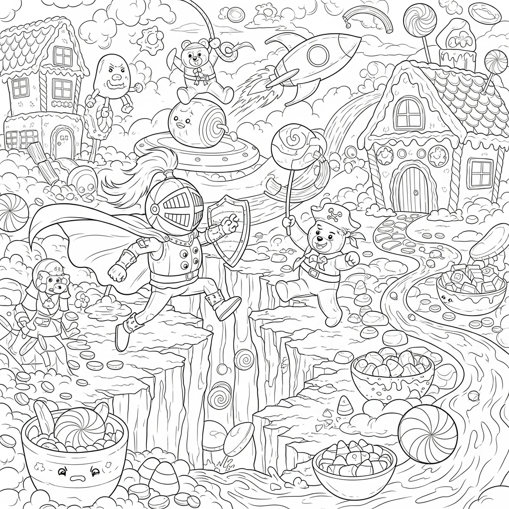 candy action coloring page