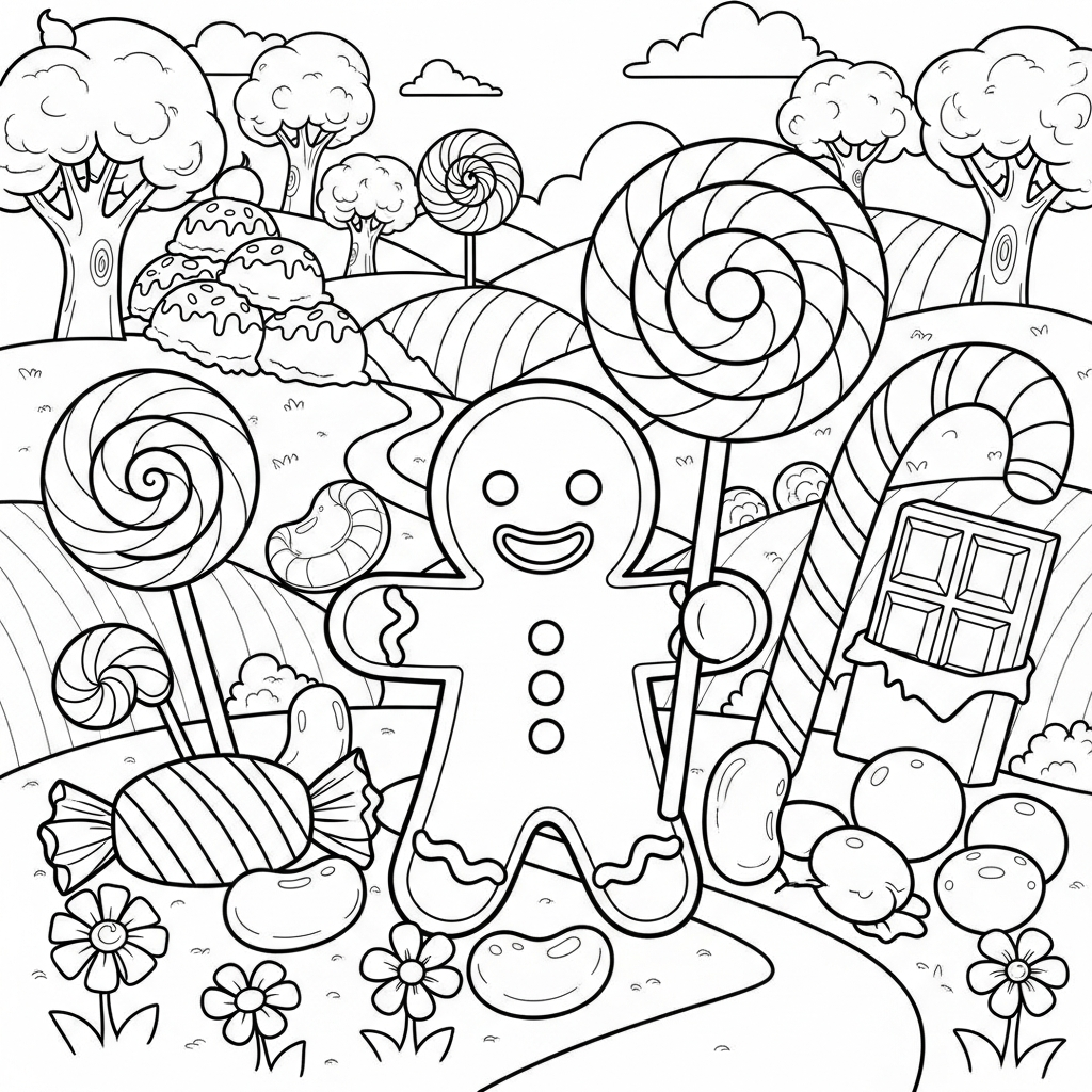 candy cartoon coloring page