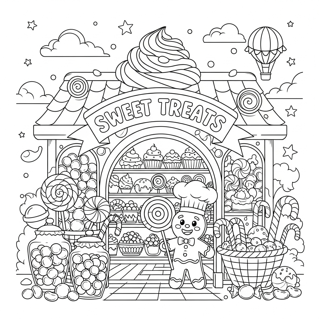 candy easy coloring page