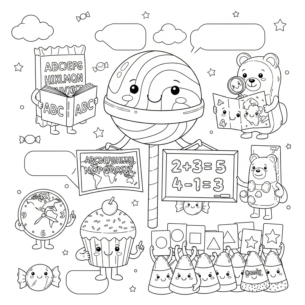 candy educational coloring page
