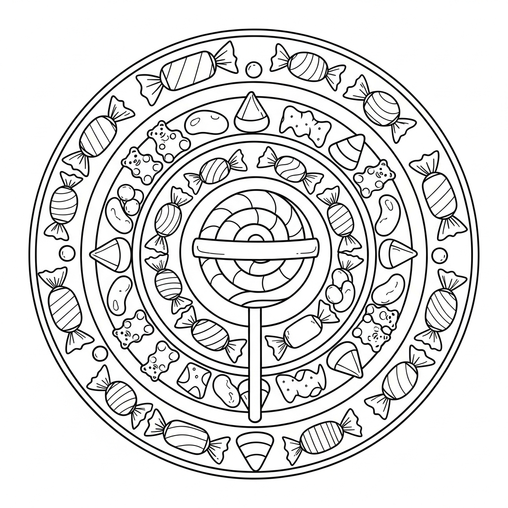 candy mandala coloring page