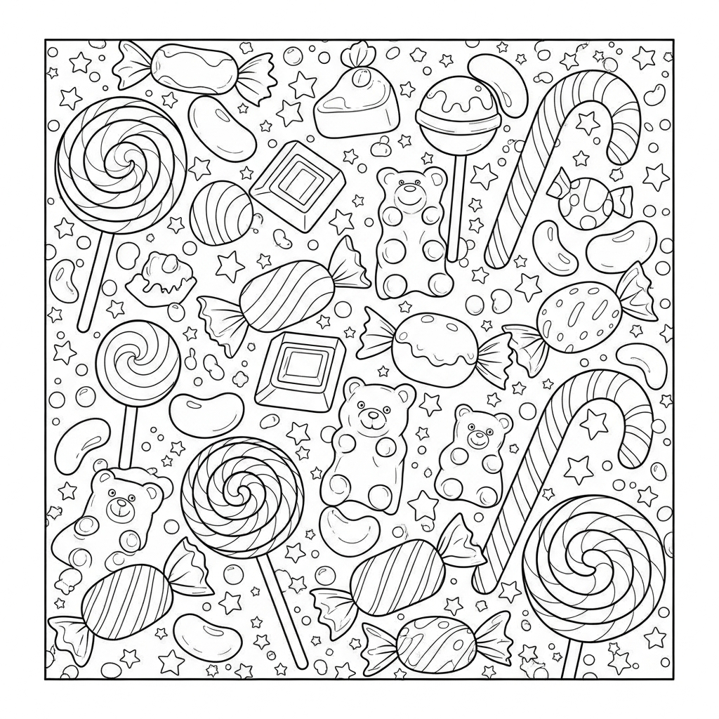 candy pattern coloring page