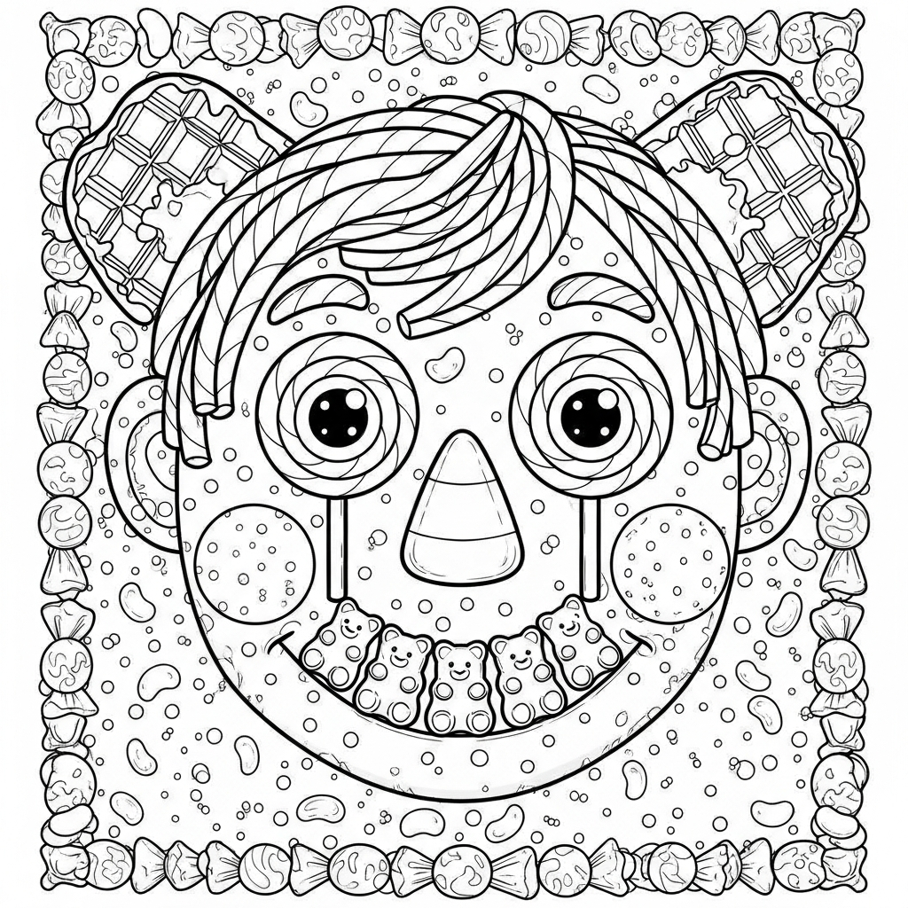 candy portrait coloring page