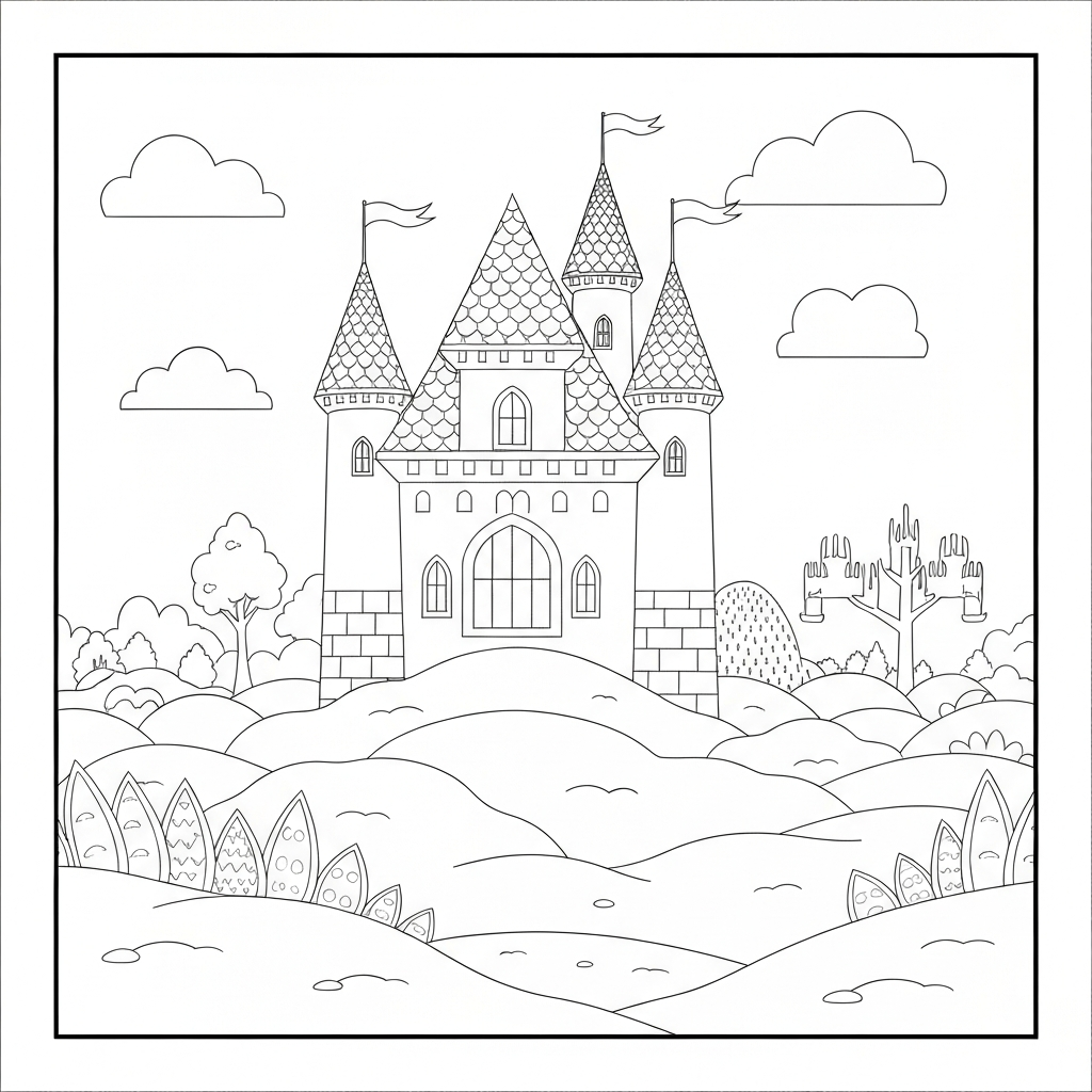castle abstract coloring page