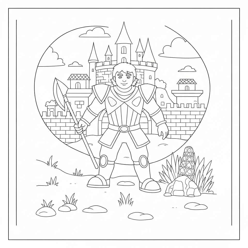 castle action coloring page
