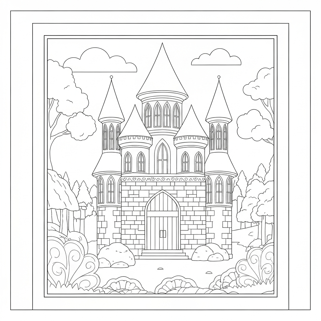 castle decorative coloring page