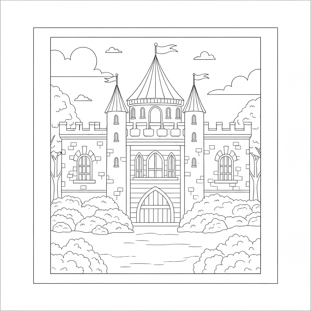 castle portrait coloring page