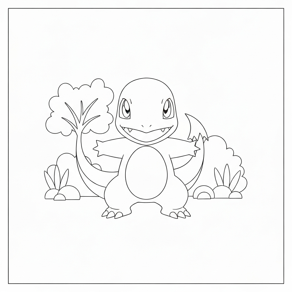 charmander cute coloring page