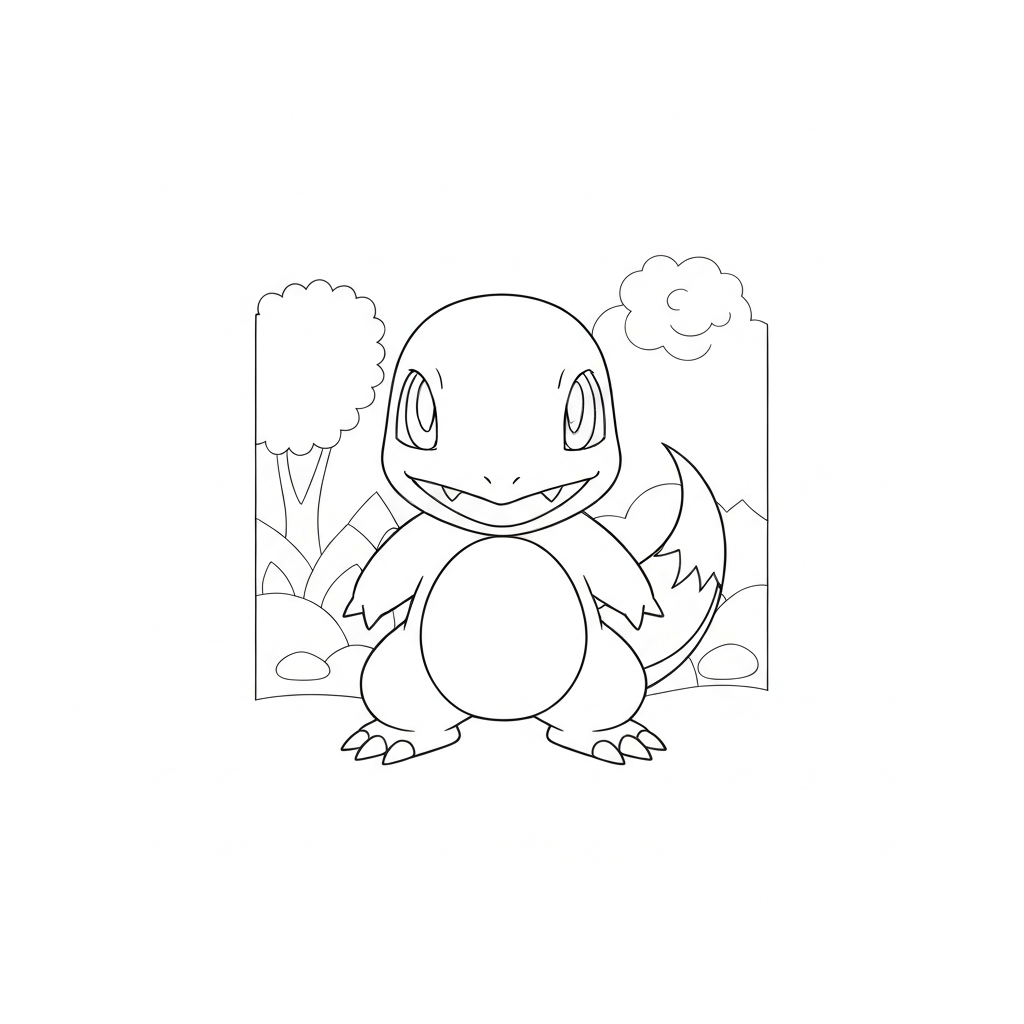 charmander easy coloring page