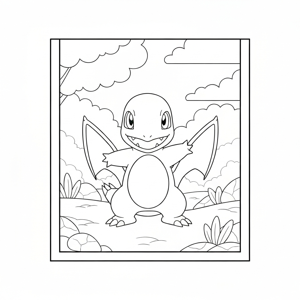 charmander educational coloring page