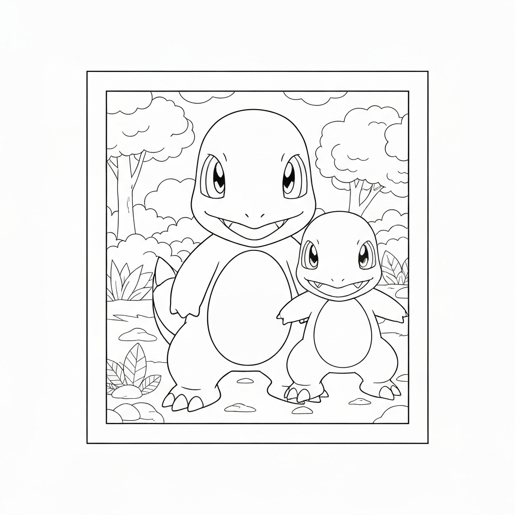 charmander family coloring page