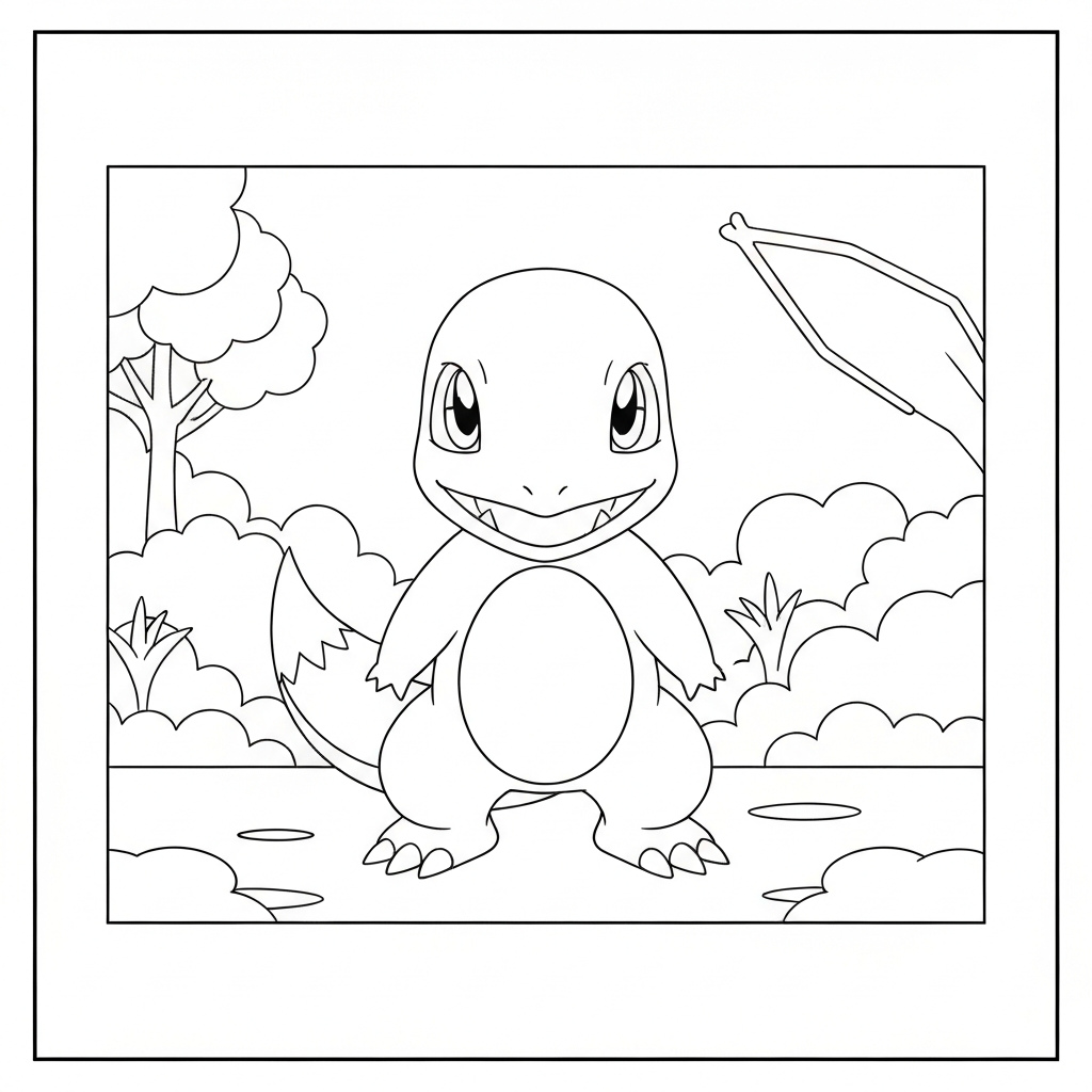 charmander portrait coloring page