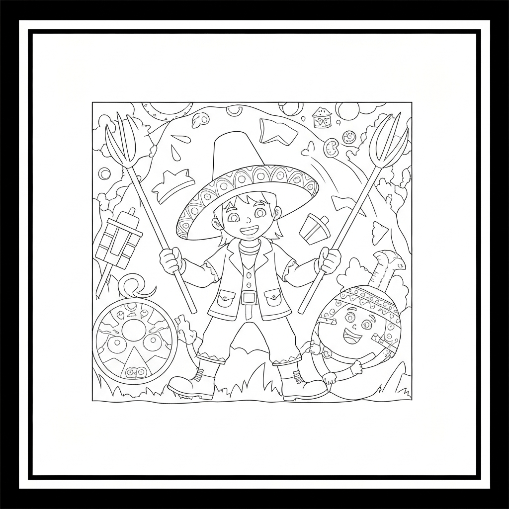 cinco de mayo action coloring page