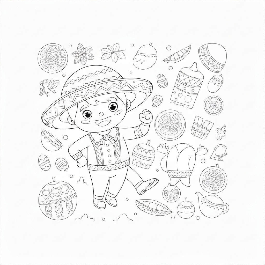 cinco de mayo cartoon coloring page