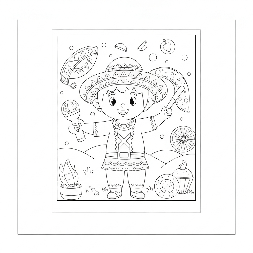 cinco de mayo easy coloring page