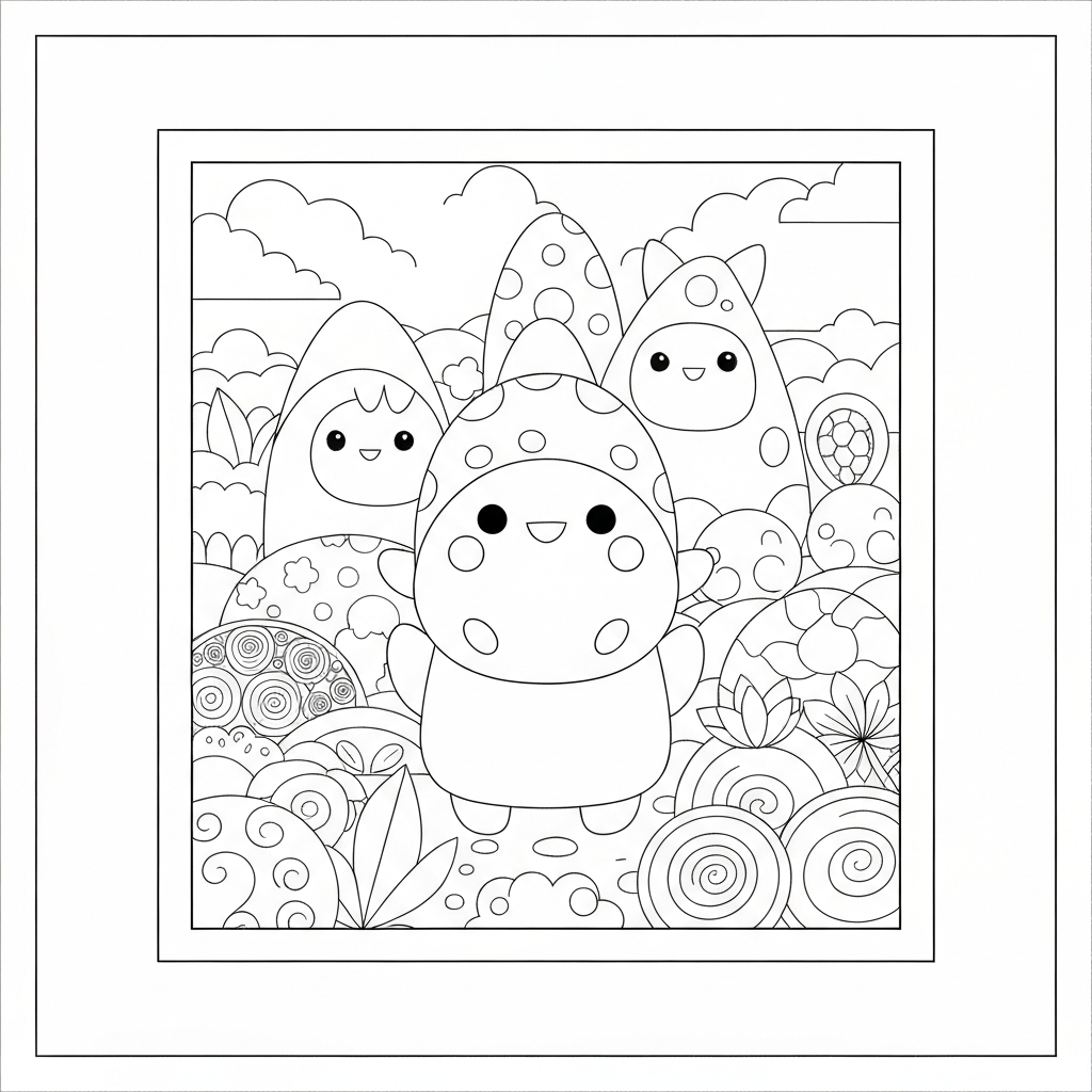 kleurboek squishmallows abstracte kleurplaat