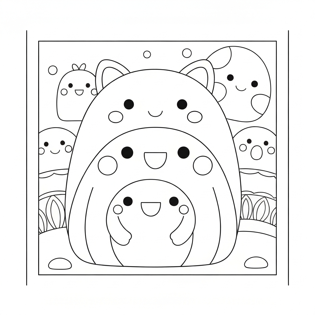 kleurboek squishmallows schattige kleurplaat