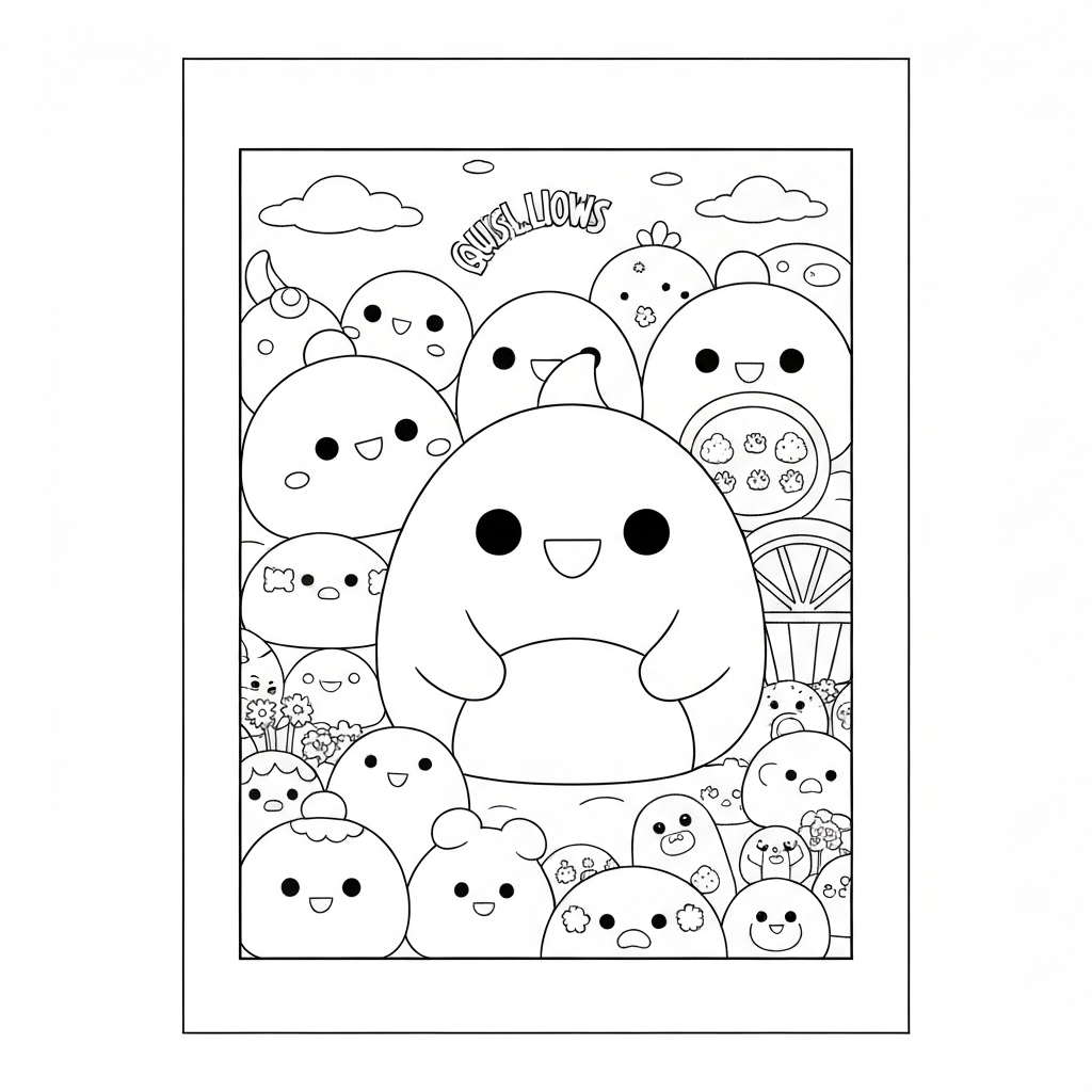 kleurboek squishmallows gemakkelijke kleurplaat