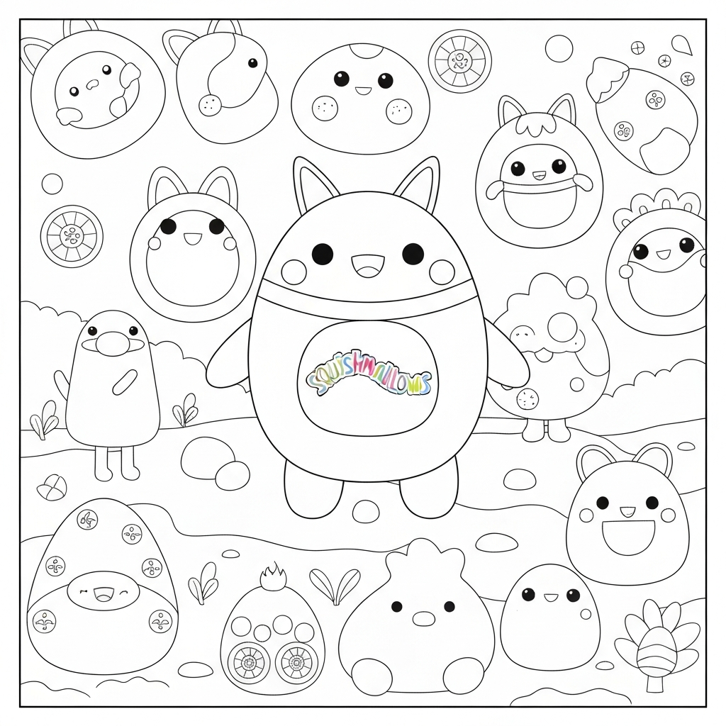 kleurboek squishmallows educatieve kleurplaat