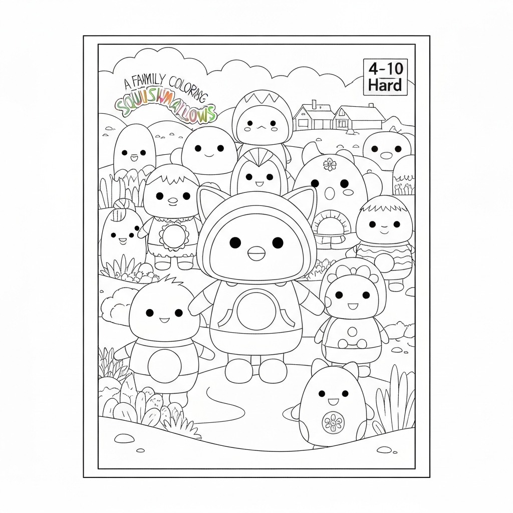 kleurboek squishmallows familie kleurplaat