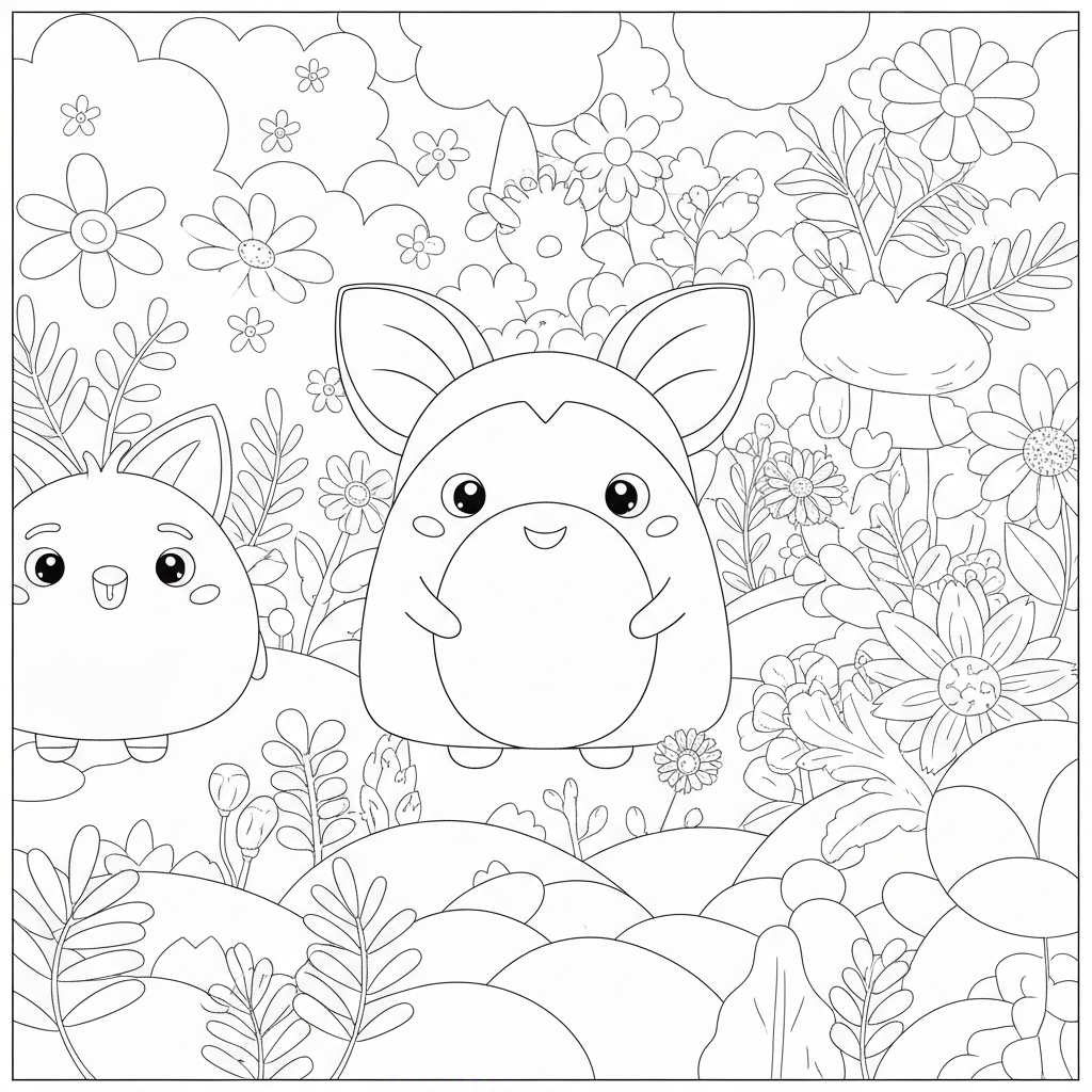 kleurboek squishmallows bloemen kleurplaat
