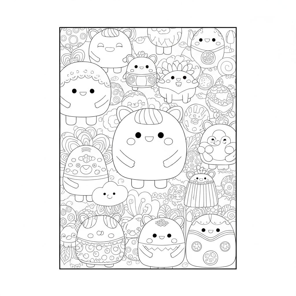 kleurboek squishmallows portret kleurplaat