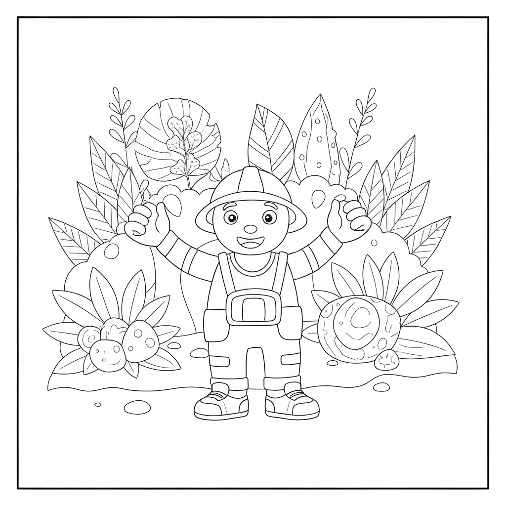 construction flowers coloring page