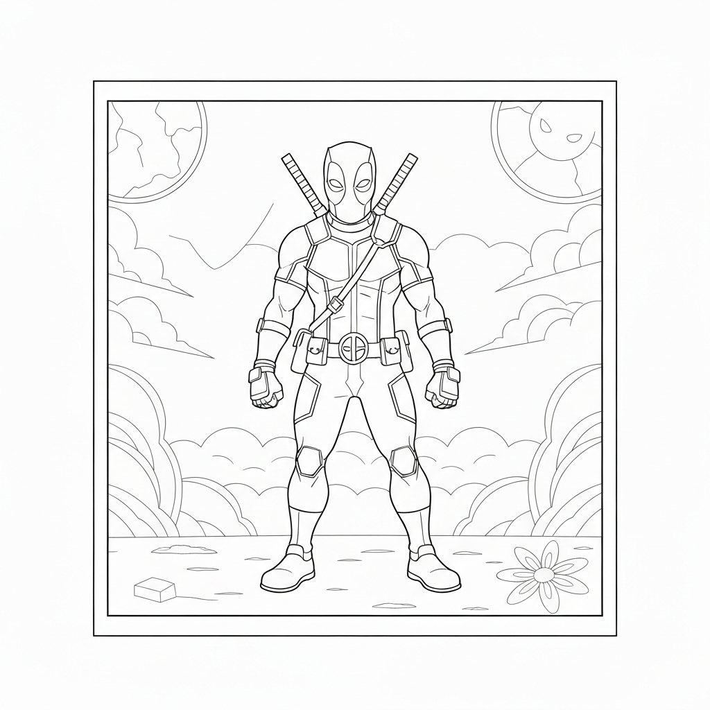 deadpool abstract coloring page