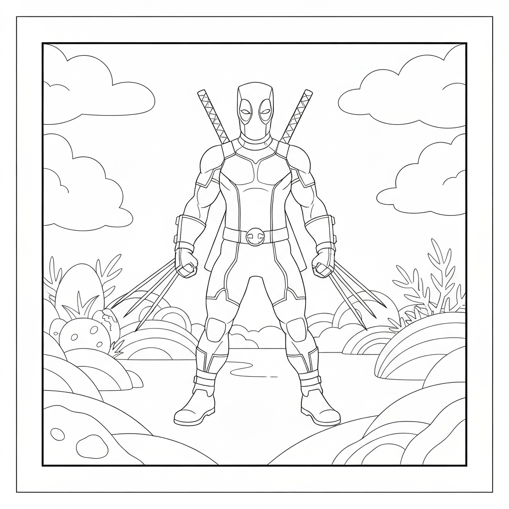 deadpool and wolverine abstract coloring page