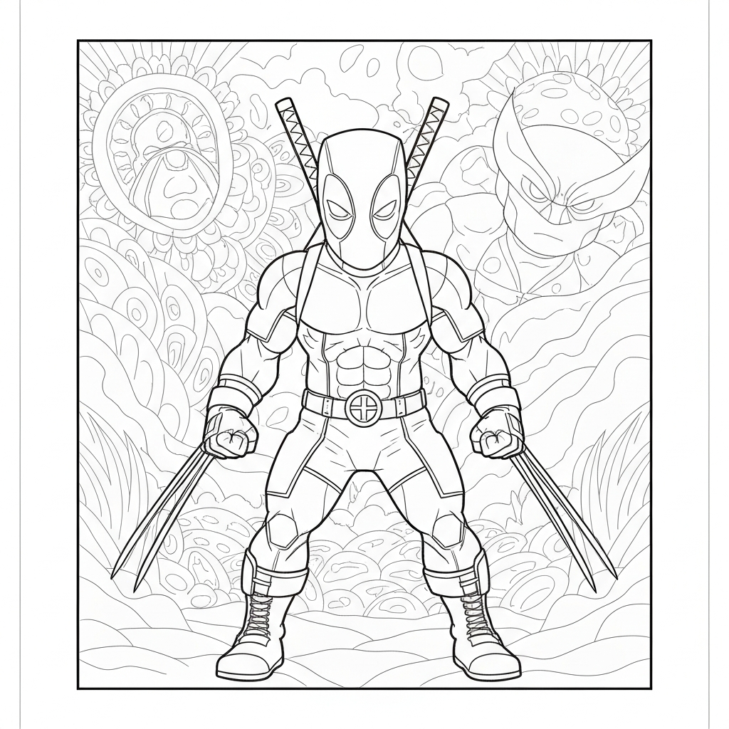 deadpool and wolverine mandala coloring page