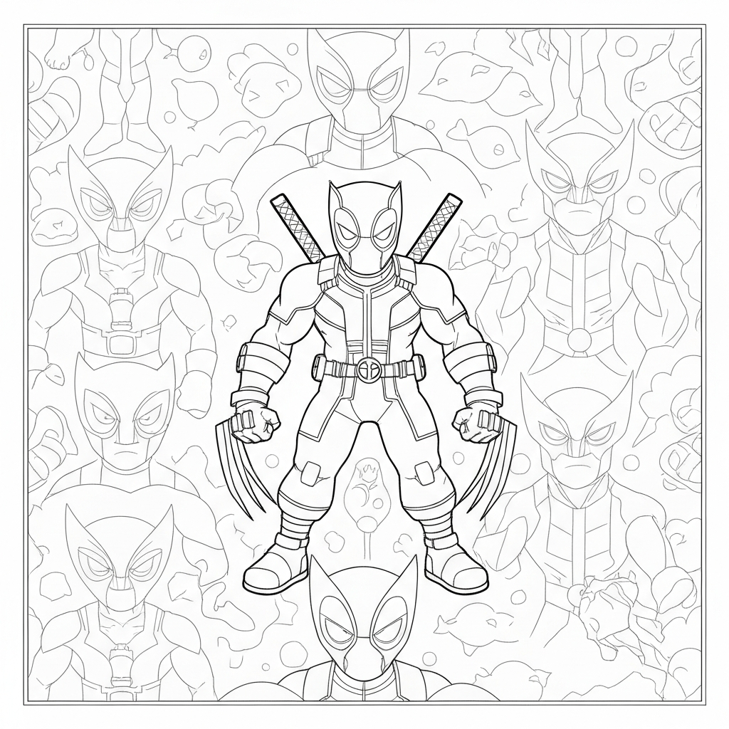 deadpool and wolverine pattern coloring page