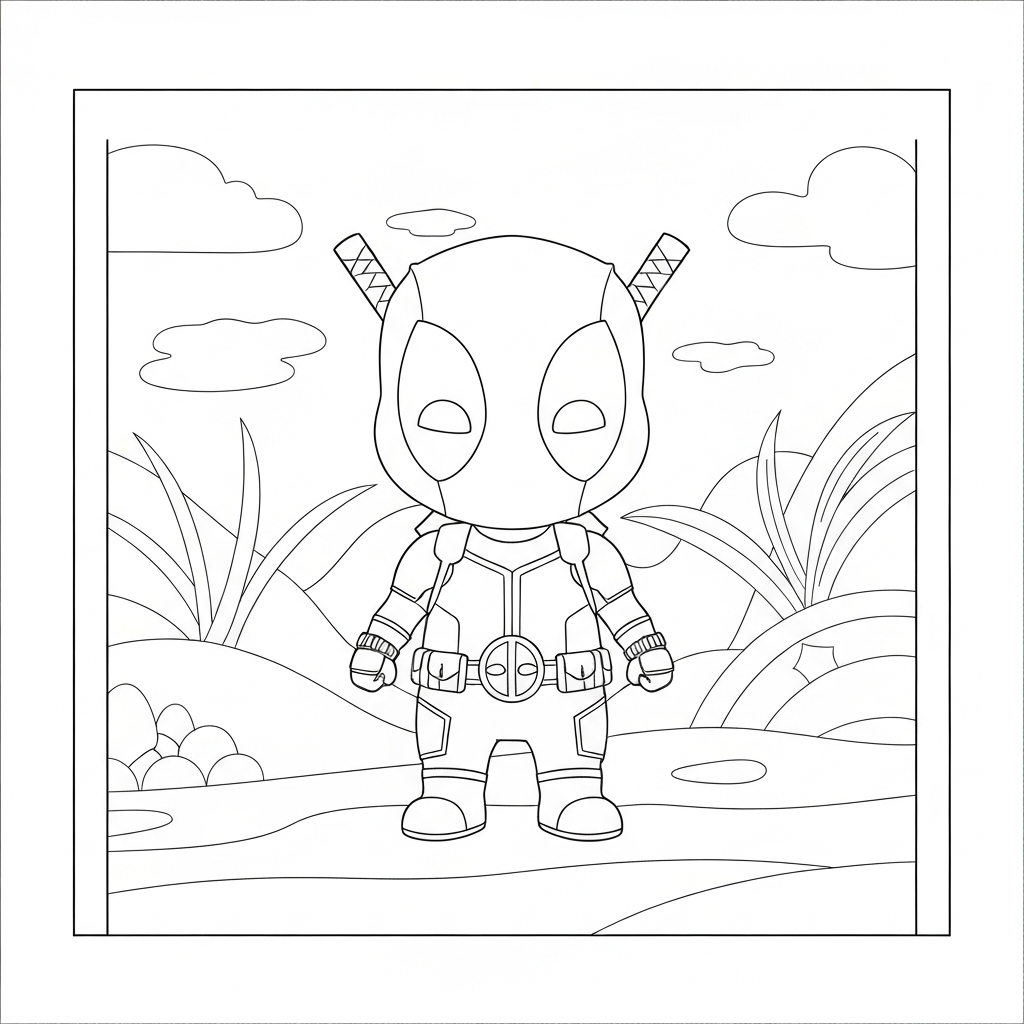 deadpool baby coloring page