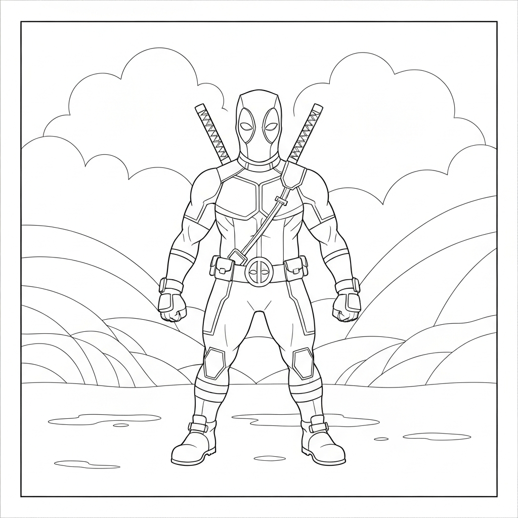deadpool decorative coloring page