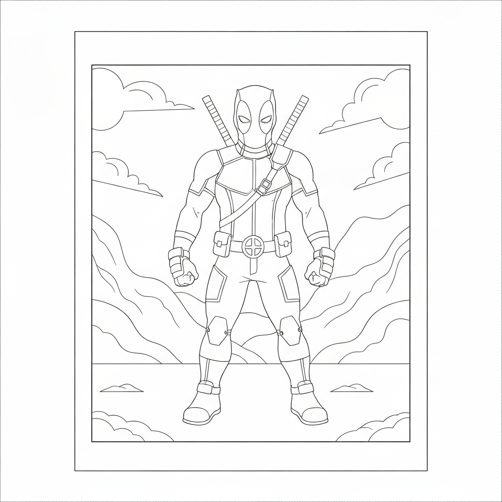 deadpool easy coloring page