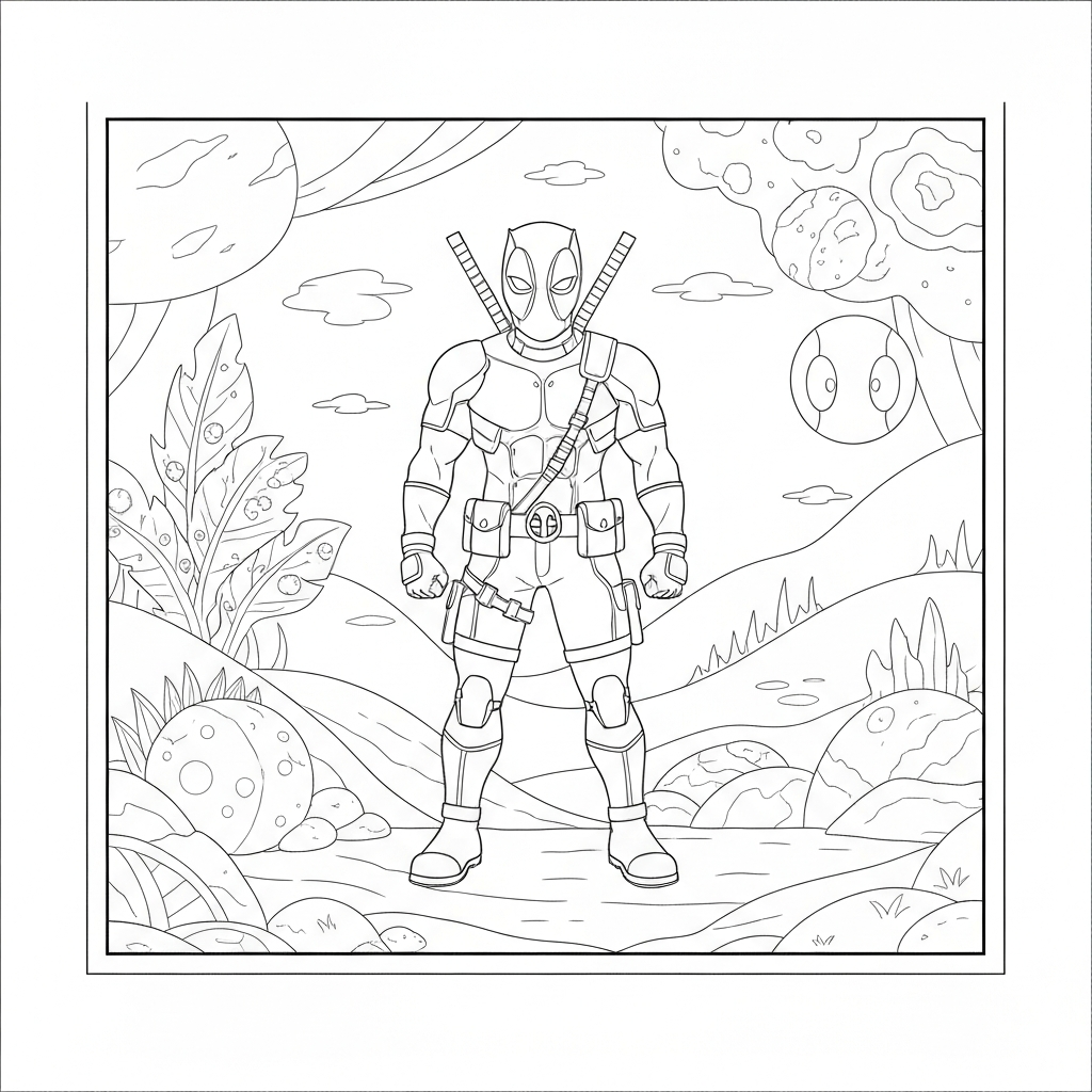 deadpool educational coloring page