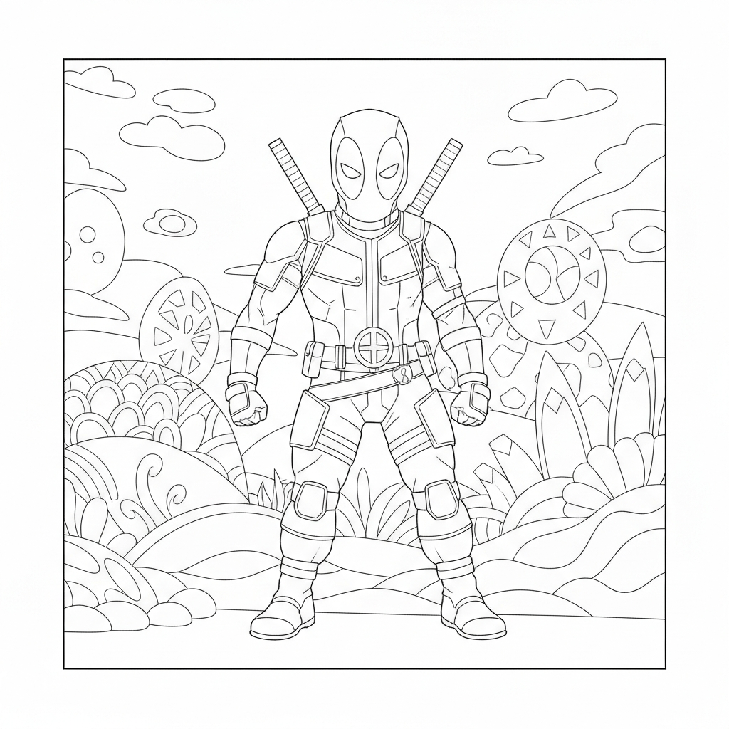 deadpool mandala coloring page